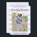 モダン薄紫と白ストライプ色 |写真の保存日付 セーブザデート<br><div class="desc">モダン薄紫と白ストライプ色 |写真カードの保存</div>