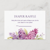 モダン薄紫エレガント赤ちゃんシャワーおむつラッフル エンクロージャーカード (正面)