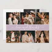 モダン薄紫エレガント6 Photo Collage サンキューカード (正面/裏面)