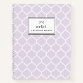 モダン薄紫クローバーパタパーソナライズされたーン ノートブック (正面)