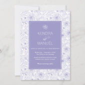 モダン薄紫パープルフローラ結婚トイル 招待状 (正面)