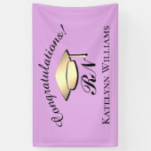 モダン薄紫パープル金ゴールドナース卒業パーティー 横断幕 (縦)