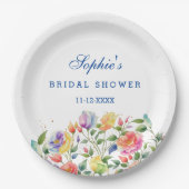 モダン薄紫ピンクブライトバラブライダルシャワー ペーパープレート (正面)