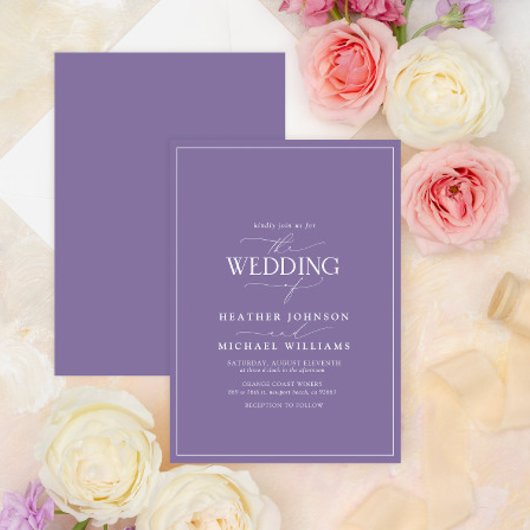 モダン薄紫ラベ結婚ンデ書 招待状