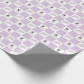 モダン薄紫市松模様に女性のカーボーイロデオパターン ラッピングペーパー (角)