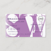 モダン薄紫紫ホワイト（ロゴとモノグラム） 名刺 (裏面)