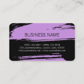 モダン薄紫黒ブラシストロ絵を描ーク 名刺 (裏面)