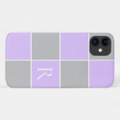 モダン薄紫、グレー正方形カラーブロックモノグラムの Case-Mate iPhoneケース (裏面(横))