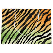 モダン虎の皮ストライプの革プリント大きな猫猫a ラージペーパーバッグ (正面)