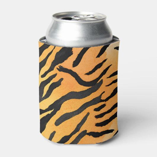 モダン虎の皮ストライプの革プリント大きな猫猫a 缶クーラー (缶正面)
