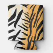 モダン虎の皮ストライプの革プリント大きな猫猫a 缶クーラー (裏面)