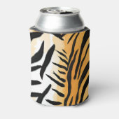 モダン虎の皮ストライプの革プリント大きな猫猫a 缶クーラー (缶裏面)