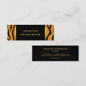 モダン虎プリントブラック金ゴールドプロフェッショナル スキニー名刺 (正面/裏面)