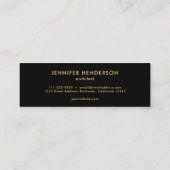 モダン虎プリントブラック金ゴールドプロフェッショナル スキニー名刺 (裏面)