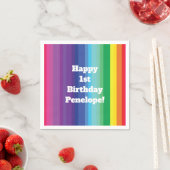 モダン虹カラフルの1歳のパーティー スタンダードカクテルナプキン (インサイチュ)