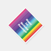 モダン虹カラフルの1歳のパーティー スタンダードカクテルナプキン (角)