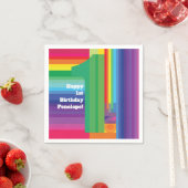 モダン虹カラフルの1歳のパーティー スタンダードカクテルナプキン (インサイチュ)