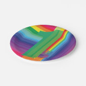 モダン虹カラフルの1歳のパーティー ペーパープレート (アングル)