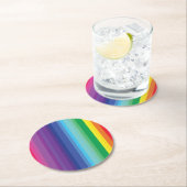 モダン虹カラフルの1歳のパーティー ラウンドペーパーコースター (インサイチュ)