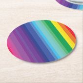 モダン虹カラフルの1歳のパーティー ラウンドペーパーコースター (アングル)