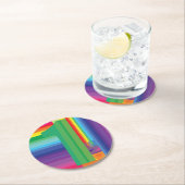 モダン虹カラフルの1歳のパーティー ラウンドペーパーコースター (インサイチュ)