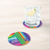 モダン虹カラフルの1歳のパーティー ラウンドペーパーコースター (インサイチュ)