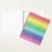 モダン虹色のグラデーションと白のパタストライプーン プランナー手帳 (ディスプレー)