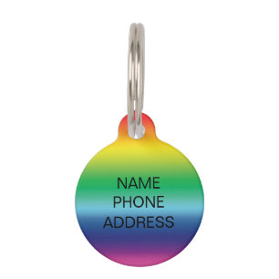 モダン虹連絡名前をカスタムする犬猫 ペット　ネームタグ