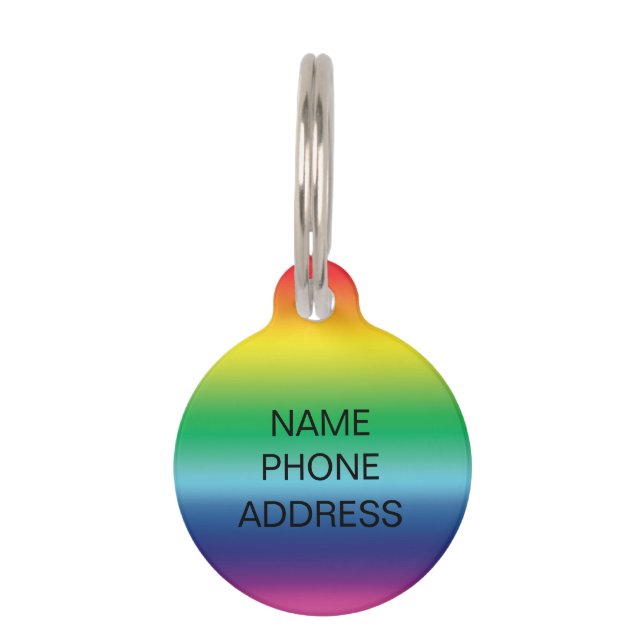 モダン虹連絡名前をカスタムする犬猫 ペット　ネームタグ (正面)