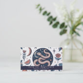 モダン蛇の爬虫類の救出花模様 名刺 (スタンド正面)