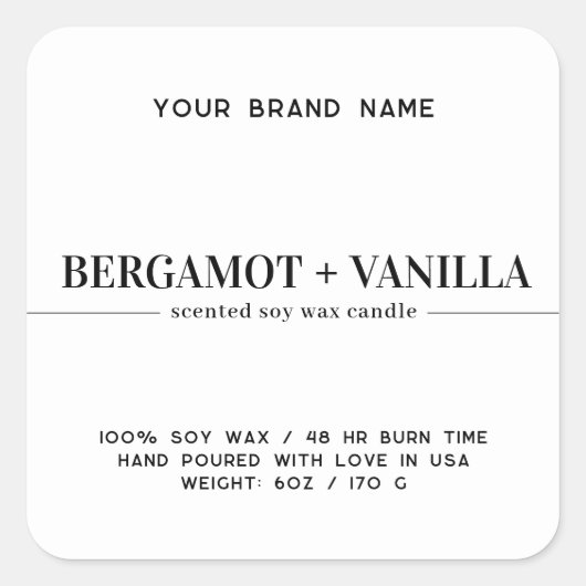 モダン蝋燭包装テンプレート スクエアシール (正面)