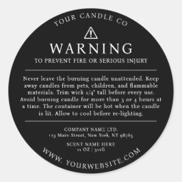 モダン蝋燭包警告装ラベル白黒 ラウンドシール