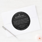 モダン蝋燭包警告装ラベル白黒 ラウンドシール (封筒)