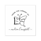 モダン蝶エレガント名前をカスタムする図書室 セルフインキングスタンプ (デザイン)