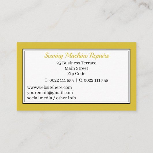 モダン裁縫機械の修理 名刺 (裏面)