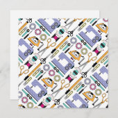 モダン裁縫用品とツールパターン サンキューカード (正面/裏面)