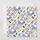 モダン裁縫用品とツールパターン サンキューカード (正面)