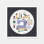 モダン裁縫用品とツールパターン スタンダードカクテルナプキン (正面)