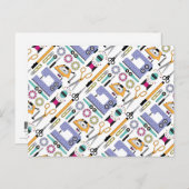 モダン裁縫用品とツールパターン ポストカード (正面/裏面)