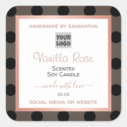 モダン製品点々のある包装ラベルのカスタムロゴ スクエアシール (正面)