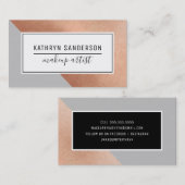 モダン角ミニマルバラ金ゴールド灰色 名刺 (正面/裏面)