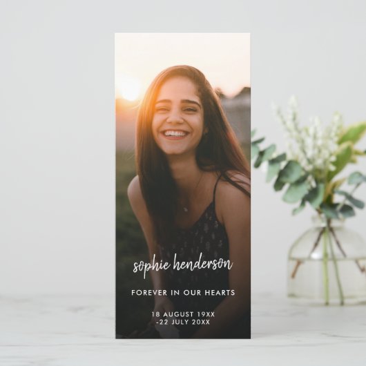 モダン記念写真 |葬式の詩の祈りの言葉カード (スタンド正面)