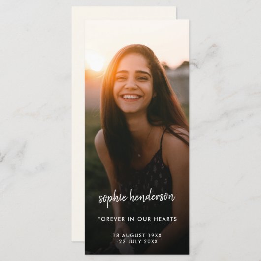 モダン記念写真 |葬式の詩の祈りの言葉カード (正面/裏面)