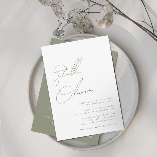 モダン詳細付き聖書名結婚 招待状