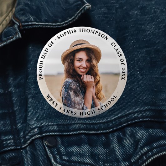 モダン誇りを持ったシンプルパパ大学院写真 | ダーク 缶バッジ