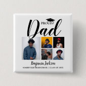 モダン誇りを持ったパパ | 5フォト卒業Tシャツ 缶バッジ (正面)