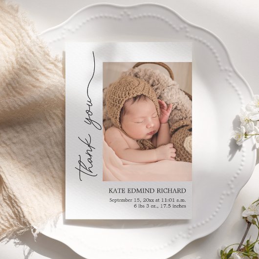 モダン誕生の統計生まれたばかりの写真の発表 サンキューカード