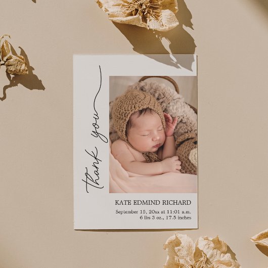 モダン誕生の統計生まれたばかりの写真の発表 サンキューカード