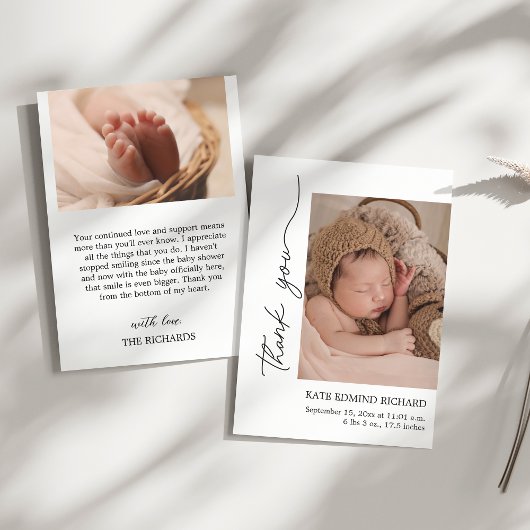 モダン誕生の統計生まれたばかりの写真の発表 サンキューカード