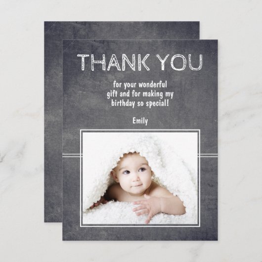 モダン誕生日ありがとうフォトカー子供へド (正面/裏面)